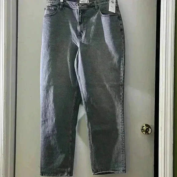 🆕 Abercrombie and Fitch Gray Stone Washed Jeans, Size 16 Long - Picture 6 of 8